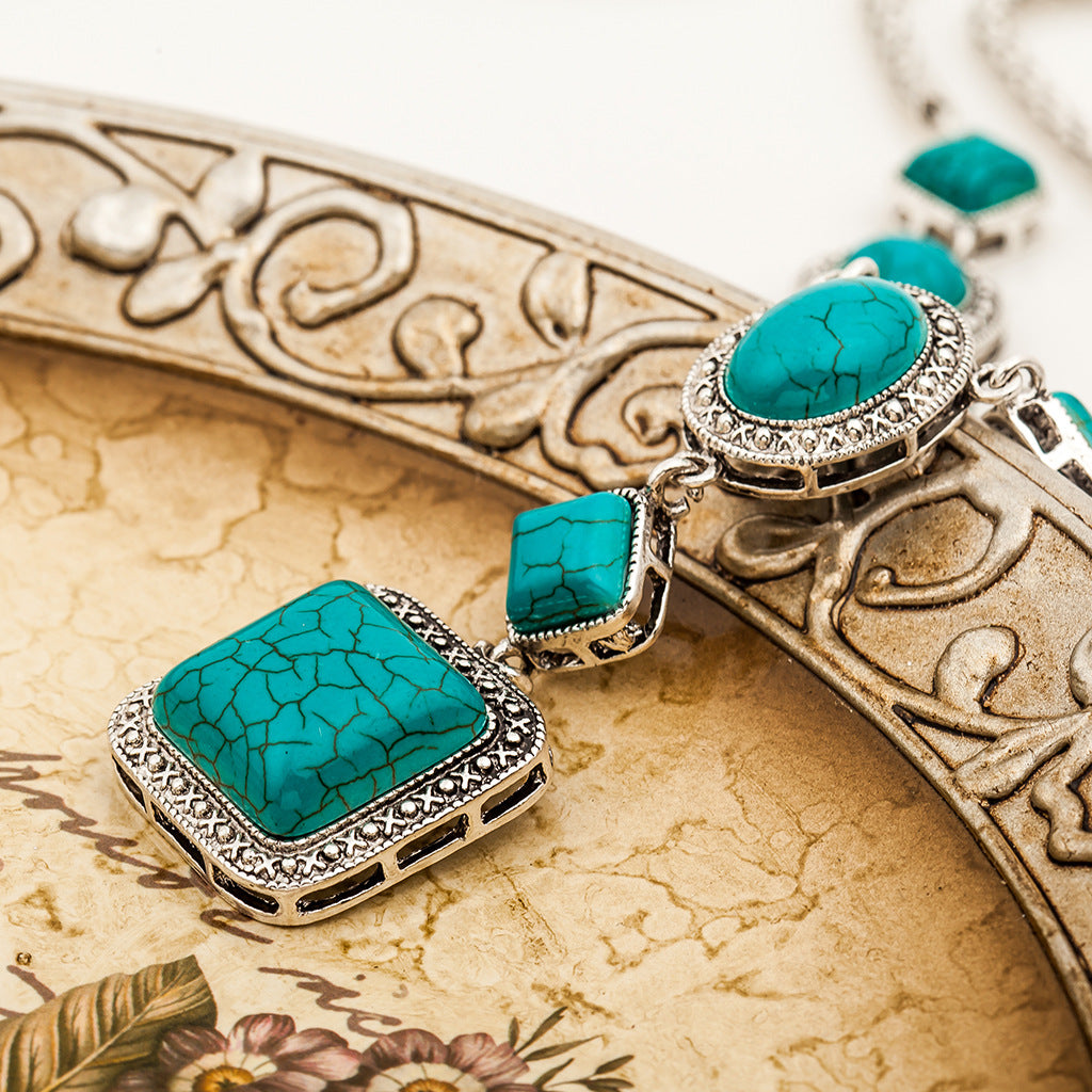 Turquoise Vintage Diamond Necklace